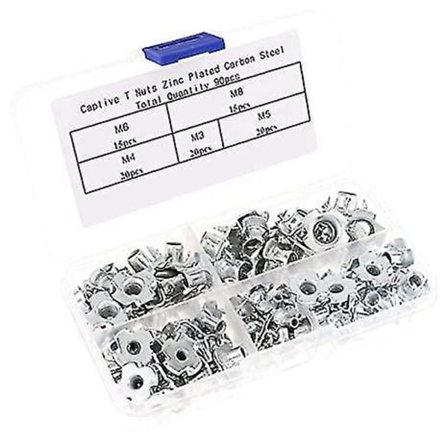90 st M3 M4 M5 M6 M8 Zinkskyddade Fyra Klor Mutter T-mutter Möbel