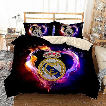 Australia 140*210 Flammende Real Madrid 3D Digitaltrykt Sengetøysett Tre Deler Fotballfan Hjemmetekstiler Dynetrekk + Putetrekk LGL