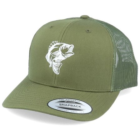 Hunter - Grön trucker Keps - Jumping Bass Fish Olive Trucker @ Hatstore