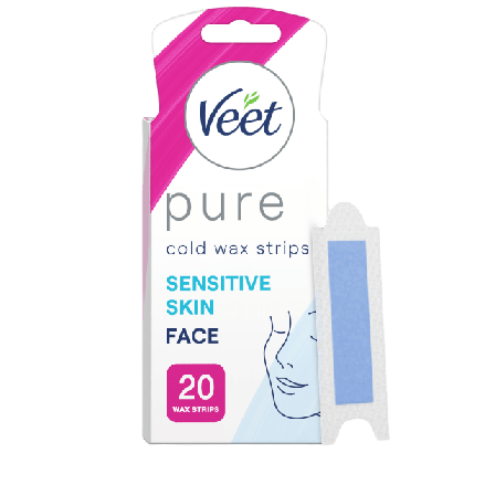 Veet Pure Face Sensitive Cold Wax Strips Hårborttagning Unisex 20 PCS