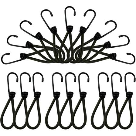 Tarpeen koukku, benji-johto koukuilla, 25-osainen peitteen kiristinkoukku, peitekiristin musta kumikiristin