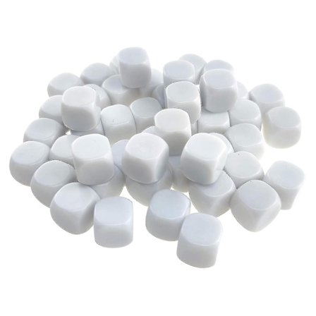 50-pack 16mm Blanka Tärningar i Akryl D6 för Spel, Kul, DIY