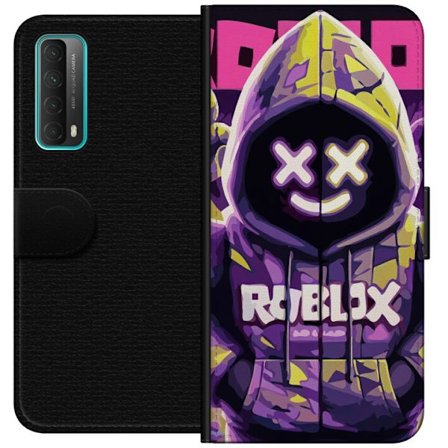 Kompatibel Tegnebogsetui til Huawei Huawei P smart 2021 Farverig Roblox-inspireret hættekarakter med neonfarver og maske, digital spilleillustration