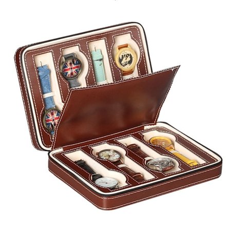 Urkasse til 8 ure i læder (BRUN)