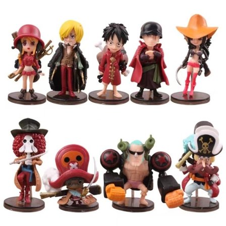 Figur Crazy 9pcs/set One Piece Figure Movie Ver. Luffy Zoro Sanji Q Funny PVC Figures