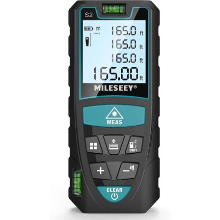 50m laseretäisyysmittari, Mileseey 2 kuplatasolla 2mm digitaalinen lasermittari LCD-taustavalolla ja 4 rivin näytöllä, Ip54 etäisyyspinta-alan mittaus