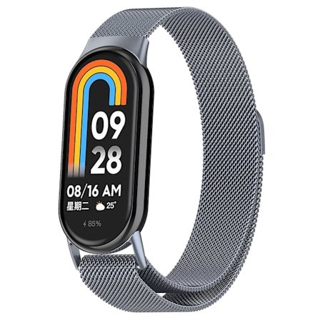 Space Grey Space Grey Metallklokkereim kompatibel med Xiaomi Mi Band 8