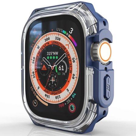 Apple Watch Ultra 49mm / Ultra 2 49mm kellon kehys Asia Bump Resistant + joustava Smartwatch Edge Protector - Sininen