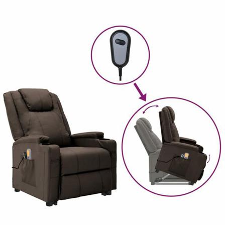 Vidaxl Massagefåtölj Med Uppresningshjälp Brun Konstläder Brun
