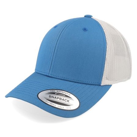 Yupoong - Blå trucker Keps - Steel Blue/Silver Trucker @ Hatstore
