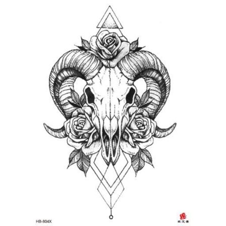 Midlertidig tatovering 21 x 15 cm - Dyreskalle