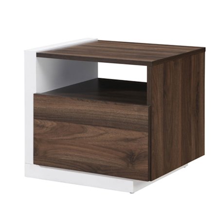 Natbord i valnød, hvidt, 1 dør, 46x40x43 cm