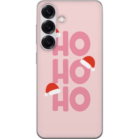 Kompatibel Mobilcover til Samsung Galaxy S25 HO HO HO pink julemotiv med nissehuer typografi vinterdetaljer og moderne Christmas aesthetic ren farveri