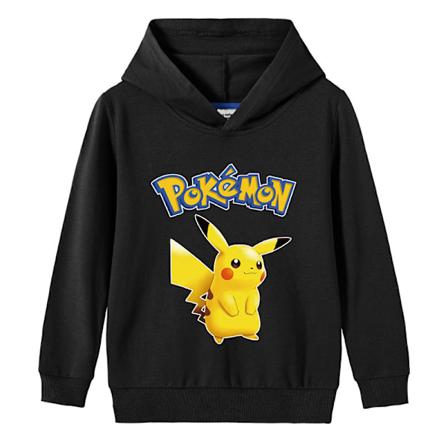 Tegnet Pikachu Langarmet Hoodie for Barn Genser Trøye Svart 130cm Black
