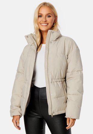 BUBBLEROOM Rahima Drawstring Waist Puffer Jacket Grey-beige Klær