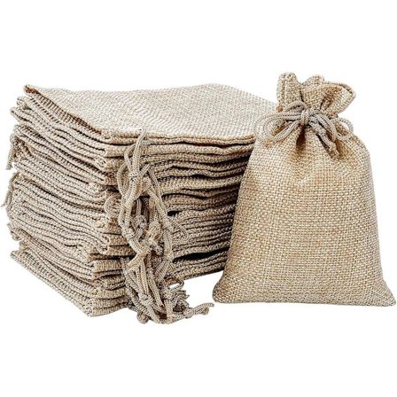 Jute-kassit lahjapussit kiristysnarulla, 20 kpl pieniä säkkipusseja joululahjoihin