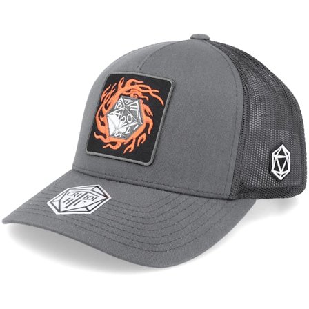 Critiql Hit - Gris trucker Gorra - Flaming D20 Patch Char/Black Trucker - Coal @ Hatstore