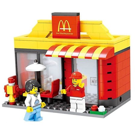 Navnløs City Mini Street Fast Food Restaurant Byggeklodser (med æske)