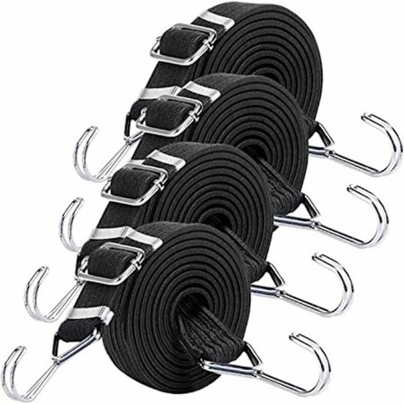 4 st Gummiband med Krokar, 2 m Elastiska Gummiband med Krokar, Cykel, Biltransport, Rallyverktyg
