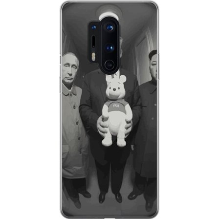 Yhteensopiva Puhelinkuori OnePlus OnePlus 8 Pro Mustavalkoinen taideteos surrealistisella poliittisella symboliikalla ja odottamattomalla kontrastilla