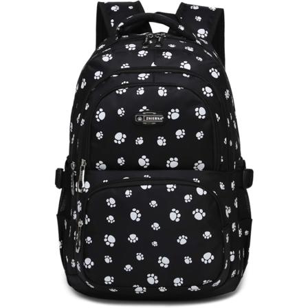 Rygsæk til piger, mellemskole, letvægts børnerygsæk med søde poteaftryk, vandafvisende