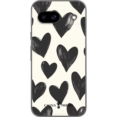 Kompatibelt Mobildeksel til Google Google Pixel 8a Cactus and Friends - Bold Black Love Pattern