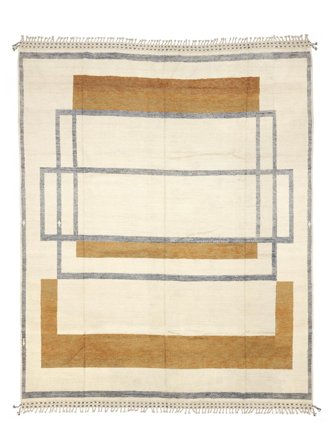 Hand Knotted Berber Style Rug 376X470 Yellow/Orange