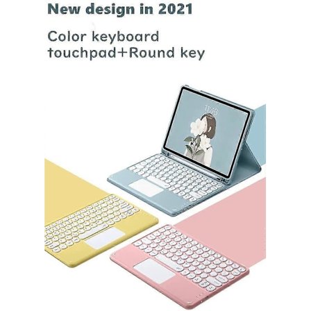 Galaxy Tab S6 Lite 10,4 tommer 2020 Model Sm-p610 Sm-p615 Tastatur Etui Med Touchpad Sød Rund Nøgle Farve Tastatur Aftagelig Bluetooth Touch Tastatur