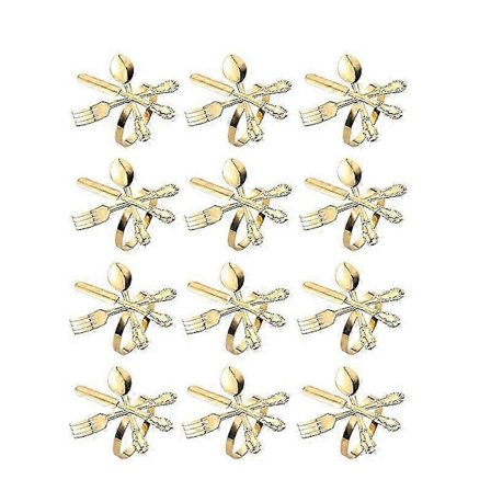 12 stk. metallserviettringer til julebryllupsfest - Kniv Gaffel Skjeholder for daglig borddekking