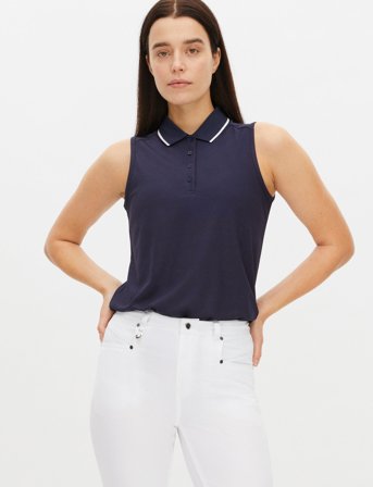 Röhnisch Miriam Sleeveless Poloshirt - Navy - S