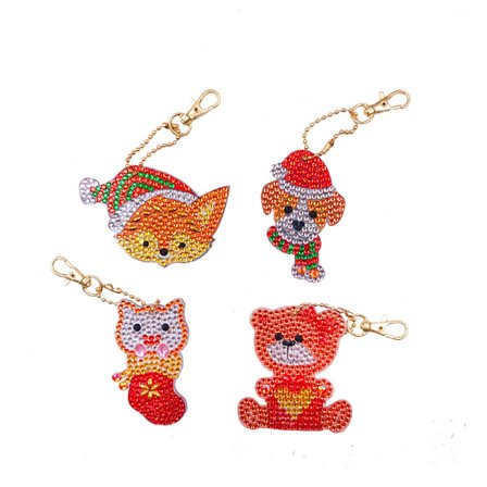 Neljän osan pentu DIY timanttimaalaus avaimenperä vesitimantti pai