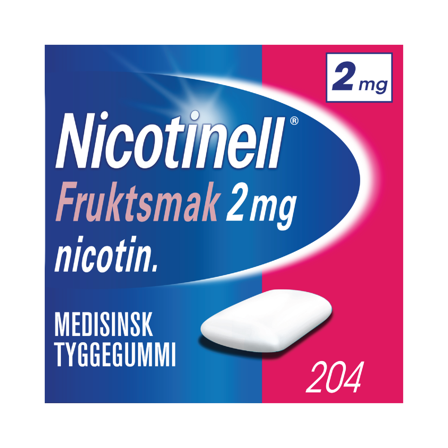 Nicotinell 2 mg tyggegummi, Frukt, 204 stk.