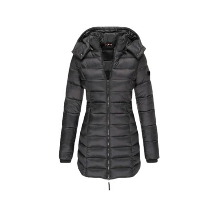Vadderad kappa dam medellång smal vadderad pufferjacka överrock-svart storlek 3XL