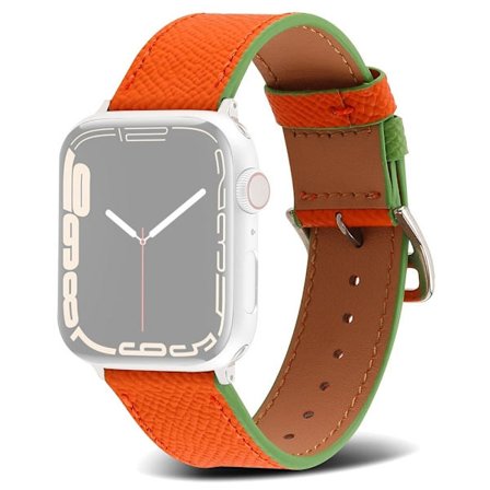 Apple Watch (45 mm) klockarmband i äkta läder med textur - Orange