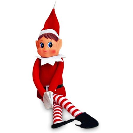 Julenissestreker: rampete julenissehjelper med myk kropp, vinylansikt og borrelåsgrep (alvejente)