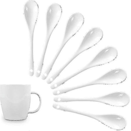 Pakke med 10 Æggeskeer, Porcelænsæggeskeer, Hvide Æggeskeer Teskeer Servering