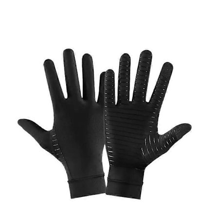 Sorte Kompressions Ridehandsker med Touchscreen Fingre Karpaltunnelstøtte, Skridsikre Striber til Ridning XL (FMY)