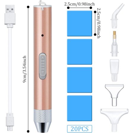 *Diamantmaleri Pen Spids Bor Pen med Lys 5D DIY Diamant*