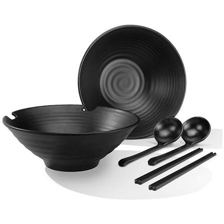 2 sett med salatskåler, ramen-suppekåler, blandeskåler servise (med spisepinner og skjeer), hjemmekjøkken