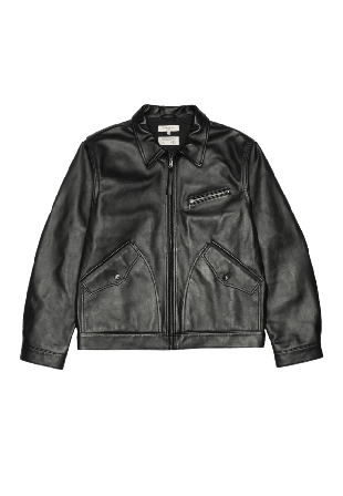 Nudie Jeans Blake Zip Jacket Leather Jackor Herr Svart LARGE