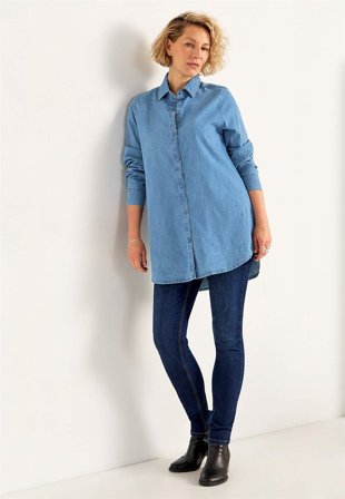 Cellbes of Sweden - Elastisk tunika i denim i mellemblå / denim til damer i størrelse 54/56