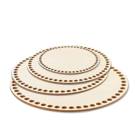 4 stk. Runde Træbunde til Hæklede Kurve Diameter 10cm/15cm/20cm/25cm Cirkulær Træbund Trækurv Bund-X42-,A