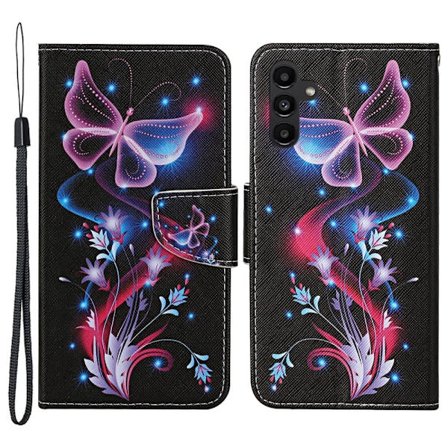 Wonderland Samsung Galaxy A24 4G Flip Etui - Fluorescent Sommerfugle
