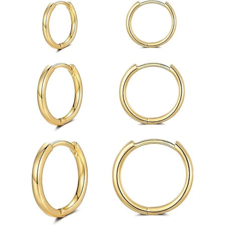 Små broskörhängen i par för kvinnor och män, allergivänliga örhängen i sterlingsilver, 8/10/12 mm guld-8/10/12 mm -