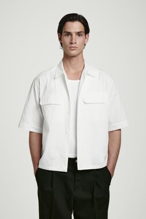 COS Men's Relaxed Flap Pocket Utility Shirt in White