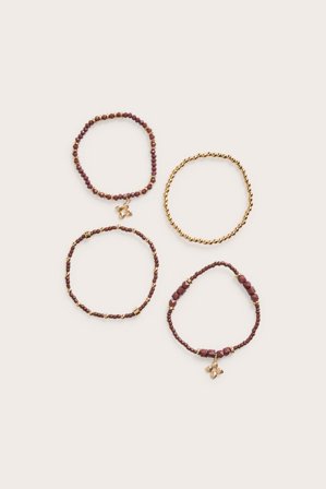 Kappahl | 4-pk. armbånd med perler Brun ONE SIZE | Brun