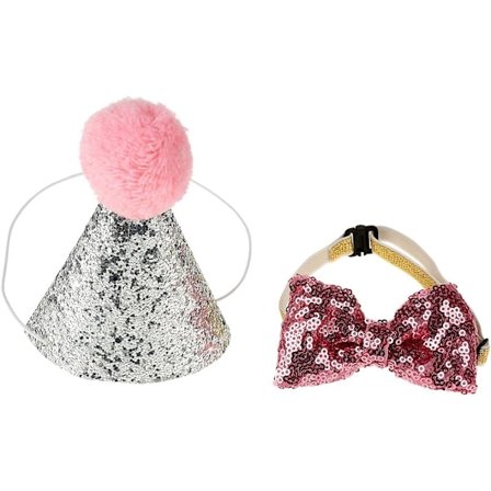 2 stk. bursdagshatt for kjæledyr, liten katt hund bursdag gjenbrukbar hodeplagg B