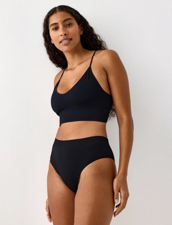 Lindex Brief Brazilian High Seamless - Black - XS