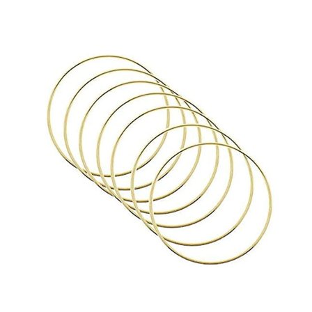 15CM-Set med 6 drömfångare metallringar Makraméring för drömfångare och hantverk Guld