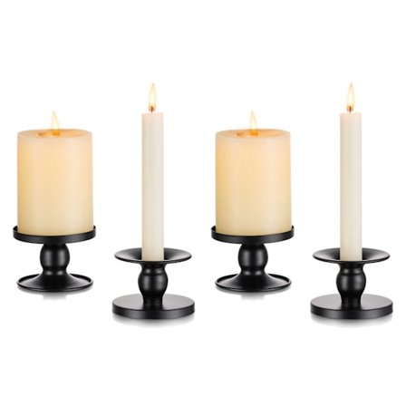 Ljusstake Bröllop - Set med 4 Små Dekorativa Metall Ljusstakar för Pelarljus Halloween Jul Heminredning Advent Modernt Bord